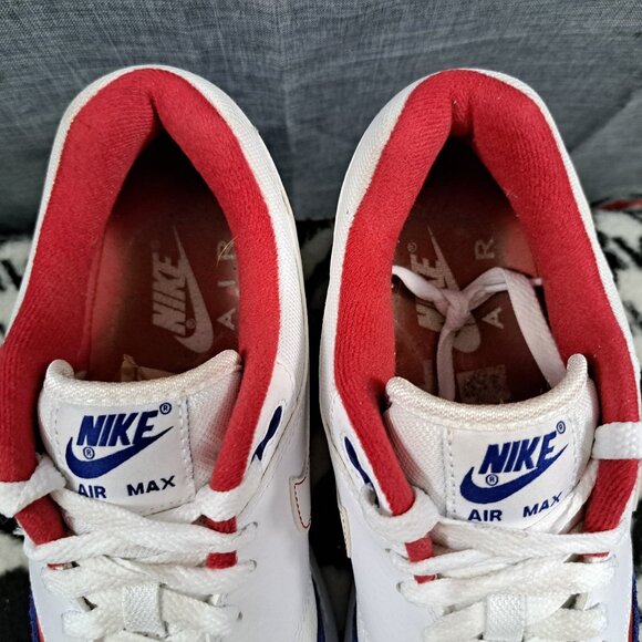%Size 9.5 Nike Air Max 1 White Royal Blue Red White Men USA CJ9927-100  A 10 main image 12
